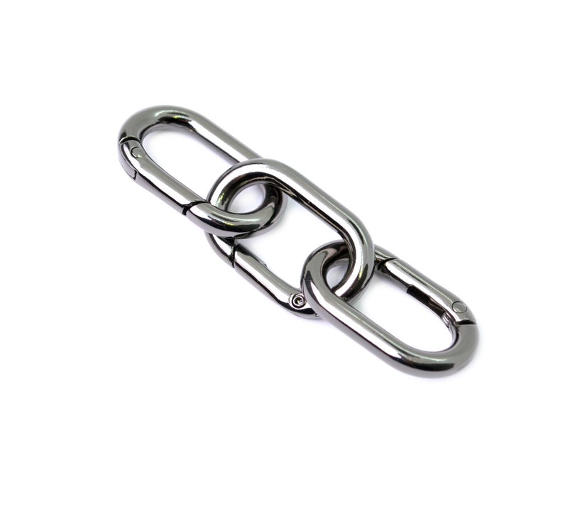 Bobeey 4pcs Carabiner Metal Spring Key Ring,Spring Snap Hooks Clip,Spring Keyring Buckle,Oval ring for bags,purses BBC39(Black Gun) - Image 3